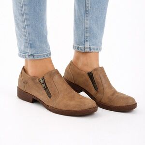 Born Lennon Suede Zip Distressed Brown Leather Ankle Boots Women’s Size 10M